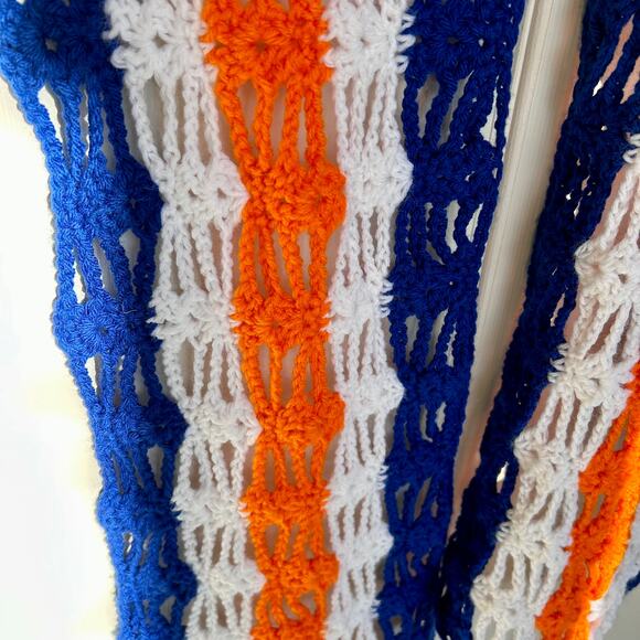 NEW Handmade Crocheted Scarf in University of Virginia Colors - Picture 2 of 11